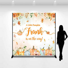 Aperturee - Aperturee A Little Pumpkin is on the Way Custom Backdrop Autumn Floral with Gold Glitter Fall Themed Baby Shower Decor