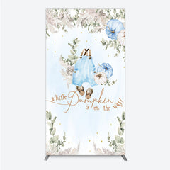 Aperturee - Aperturee A Little Pumpkin is on the Way Rectangle Backdrop Boho Baby Shower Decor with Pampas Grass Blue Overalls Theme for Boy