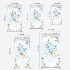 Aperturee - Aperturee A Little Pumpkin is on the Way Rectangle Backdrop Boho Baby Shower Decor with Pampas Grass Blue Overalls Theme for Boy