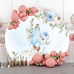 Aperturee Aperturee A Little Pumpkin is on the Way Round Backdrop Blue and White Pumpkin Decor Boho Boy Baby Shower Photo Prop