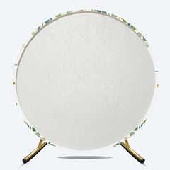 Aperturee - Aperturee A Little Pumpkin is on the Way Round Backdrop Blue Pumpkin and Eucalyptus Boys Rustic Baby Shower Photo Prop