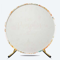 Aperturee - Aperturee A Little Pumpkin is on the Way Round Backdrop Watercolor Autumn Pumpkins Fall Themed Baby Shower Photo Prop