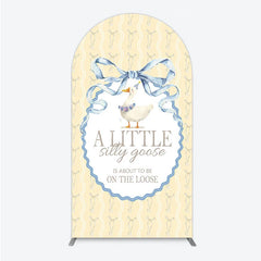 Aperturee - Aperturee A Little Silly Goose is on the Loose Arch Backdrop Watercolor Animal Theme Gender Neutral Baby Shower Decor