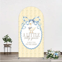 Aperturee - Aperturee A Little Silly Goose is on the Loose Arch Backdrop Watercolor Animal Theme Gender Neutral Baby Shower Decor
