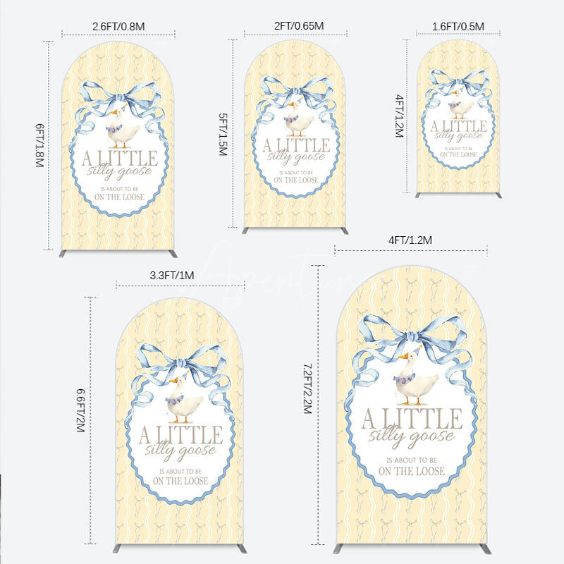 Aperturee - Aperturee A Little Silly Goose is on the Loose Arch Backdrop Watercolor Animal Theme Gender Neutral Baby Shower Decor