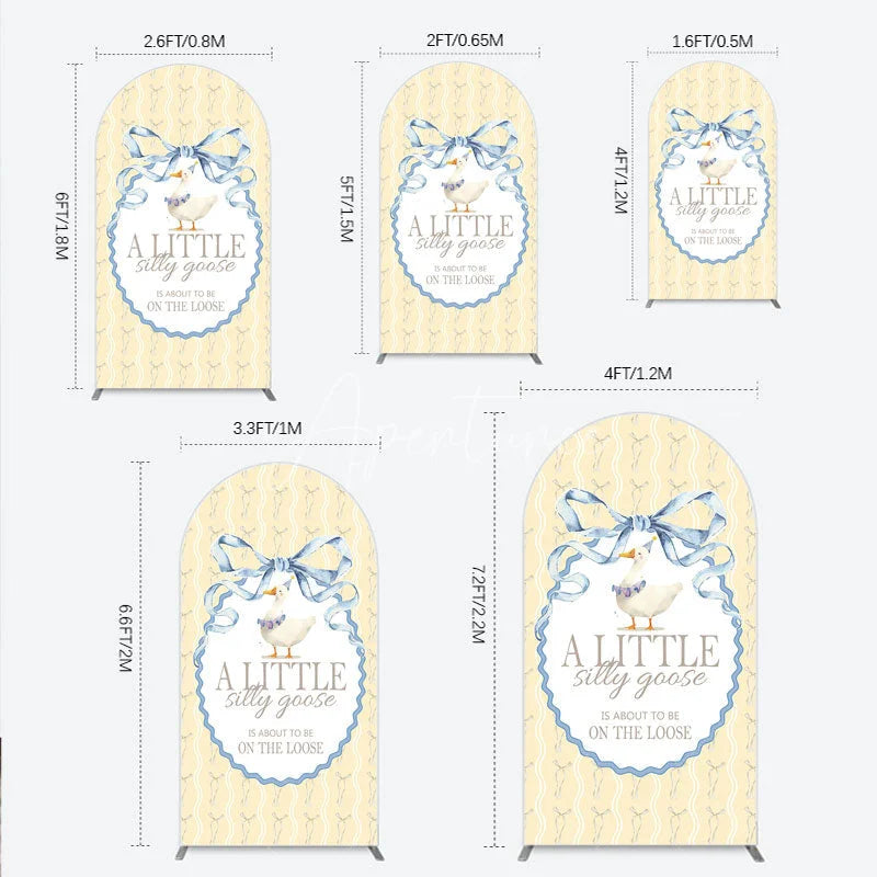 Aperturee - Aperturee A Little Silly Goose is on the Loose Arch Backdrop Watercolor Animal Theme Gender Neutral Baby Shower Decor