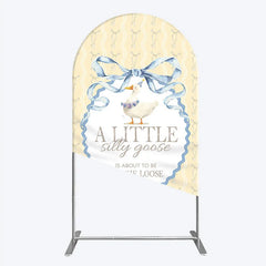 Aperturee - Aperturee A Little Silly Goose is on the Loose Arch Backdrop Watercolor Animal Theme Gender Neutral Baby Shower Decor