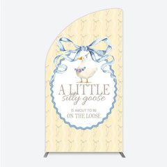 Aperturee - Aperturee A Little Silly Goose is on the Loose Half Moon Arch Backdrop Watercolor Animal Theme Gender Neutral Baby Shower Decor