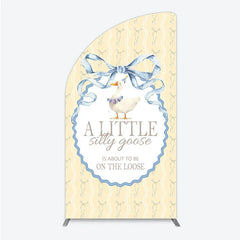 Aperturee - Aperturee A Little Silly Goose is on the Loose Half Moon Arch Backdrop Watercolor Animal Theme Gender Neutral Baby Shower Decor