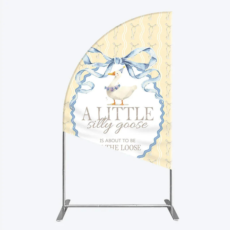 Aperturee - Aperturee A Little Silly Goose is on the Loose Half Moon Arch Backdrop Watercolor Animal Theme Gender Neutral Baby Shower Decor