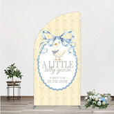 Aperturee - Aperturee A Little Silly Goose is on the Loose Half Moon Arch Backdrop Watercolor Animal Theme Gender Neutral Baby Shower Decor