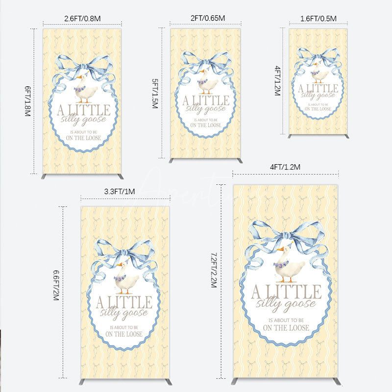 Aperturee - Aperturee A Little Silly Goose is on the Loose Rectangle Backdrop Watercolor Animal Theme Gender Neutral Baby Shower Decor