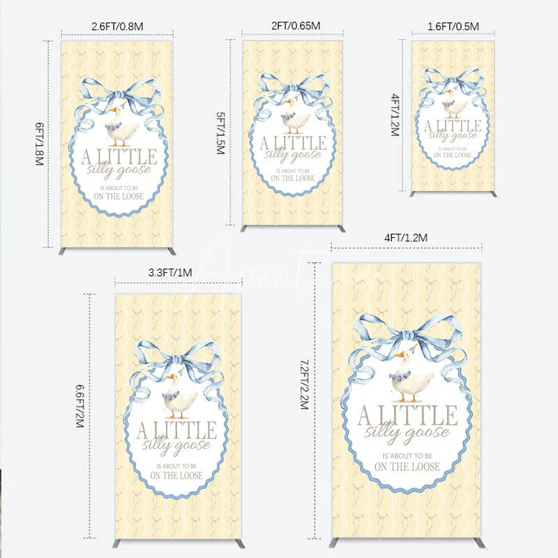 Aperturee - Aperturee A Little Silly Goose is on the Loose Rectangle Backdrop Watercolor Animal Theme Gender Neutral Baby Shower Decor