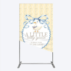Aperturee - Aperturee A Little Silly Goose is on the Loose Rectangle Backdrop Watercolor Animal Theme Gender Neutral Baby Shower Decor