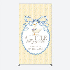 Aperturee - Aperturee A Little Silly Goose is on the Loose Rectangle Backdrop Watercolor Animal Theme Gender Neutral Baby Shower Decor