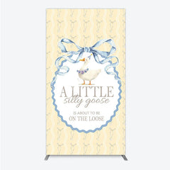 Aperturee - Aperturee A Little Silly Goose is on the Loose Rectangle Backdrop Watercolor Animal Theme Gender Neutral Baby Shower Decor