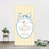 Aperturee - Aperturee A Little Silly Goose is on the Loose Rectangle Backdrop Watercolor Animal Theme Gender Neutral Baby Shower Decor