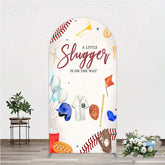 Aperturee - Aperturee A Little Slugger is on the Way Arch Backdrop Baseball Themed Baby Shower Rookie of The Year Party Photo Prop