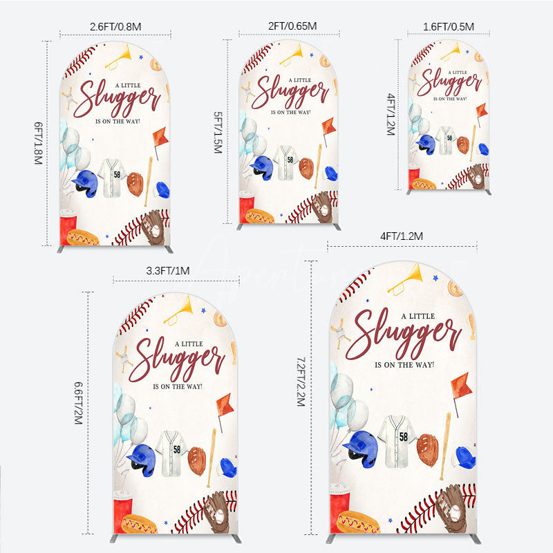 Aperturee - Aperturee A Little Slugger is on the Way Arch Backdrop Baseball Themed Baby Shower Rookie of The Year Party Photo Prop