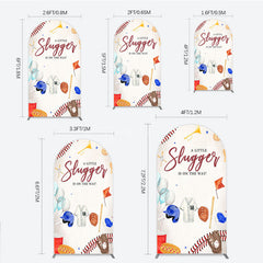 Aperturee - Aperturee A Little Slugger is on the Way Arch Backdrop Baseball Themed Baby Shower Rookie of The Year Party Photo Prop