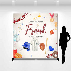 Aperturee - Aperturee A Little Slugger is on the Way Custom Backdrop Baseball Themed Baby Shower Rookie of The Year Party Photo Prop