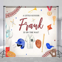 Aperturee - Aperturee A Little Slugger is on the Way Custom Backdrop Baseball Themed Baby Shower Rookie of The Year Party Photo Prop