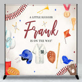 Aperturee - Aperturee A Little Slugger is on the Way Custom Backdrop Baseball Themed Baby Shower Rookie of The Year Party Photo Prop