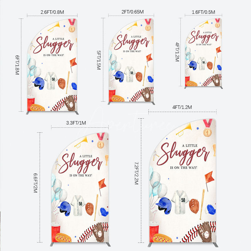 Aperturee - Aperturee A Little Slugger is on the Way Half Moon Arch Backdrop Baseball Themed Baby Shower Rookie of The Year Party Photo Prop