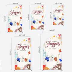 Aperturee - Aperturee A Little Slugger is on the Way Half Moon Arch Backdrop Baseball Themed Baby Shower Rookie of The Year Party Photo Prop