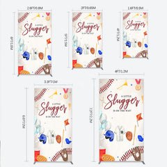 Aperturee - Aperturee A Little Slugger is on the Way Rectangle Backdrop Baseball Themed Baby Shower Rookie of The Year Party Photo Prop