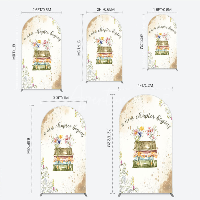 Aperturee - Aperturee A New Chapter Begins Baby Shower Arch Backdrop Watercolor Books and Wildflowers Book Themed Welcome Sign Decor