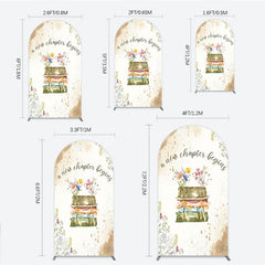 Aperturee - Aperturee A New Chapter Begins Baby Shower Arch Backdrop Watercolor Books and Wildflowers Book Themed Welcome Sign Decor