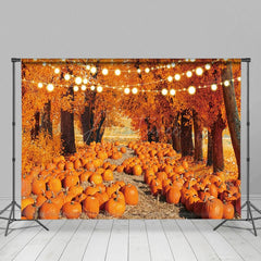 Aperturee - Aperturee A Road Filled With Pumpkins Autumn Photo Backdrop
