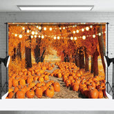 Aperturee - Aperturee A Road Filled With Pumpkins Autumn Photo Backdrop