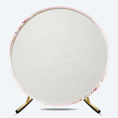 Aperturee - Aperturee A Sweet Little Pumpkin is on the Way Round Backdrop Boho Pink Pumpkin and Roses Girl Baby Shower Photo Prop