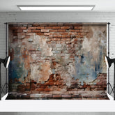 Aperturee - Aperturee Abandoned Brick Wall Peeling Plaster Cracks Backdrop