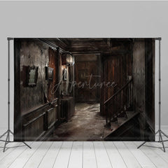 Aperturee - Aperturee Abandoned Haunted Mansion Photography Backdrop Derelict Hallway for Horror Photos Spooky House Interior Studio
