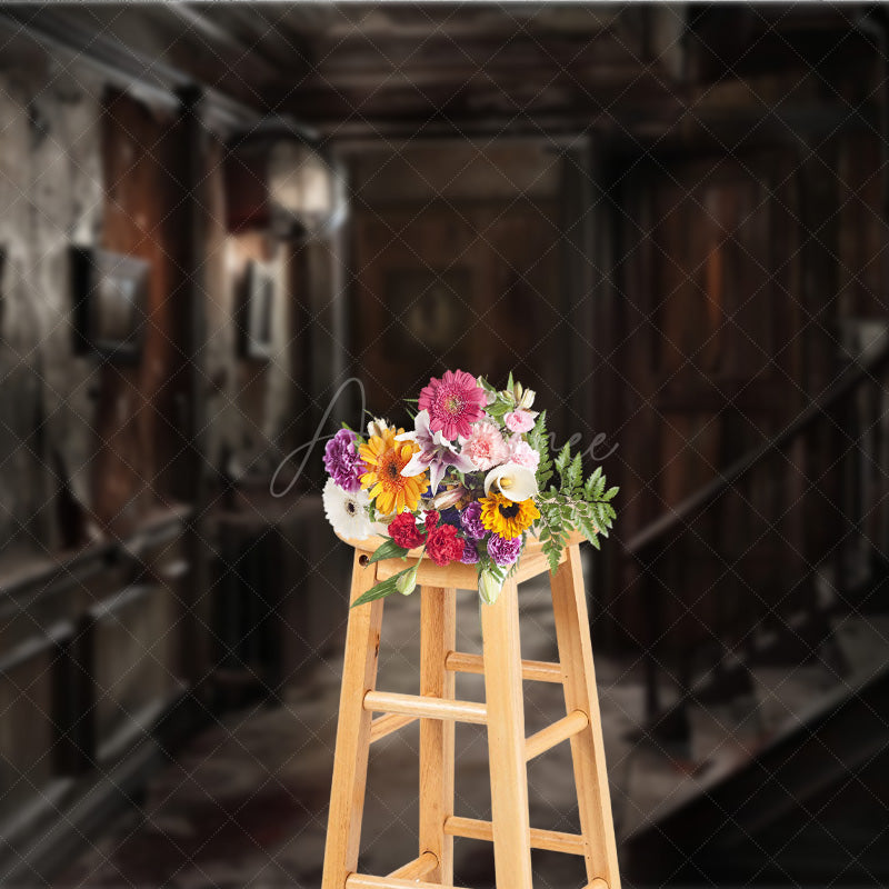 Aperturee - Aperturee Abandoned Haunted Mansion Photography Backdrop Derelict Hallway for Horror Photos Spooky House Interior Studio
