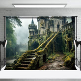 Aperturee - Aperturee Abandoned Stone Manor Cloudy Rainy Photo Backdrop