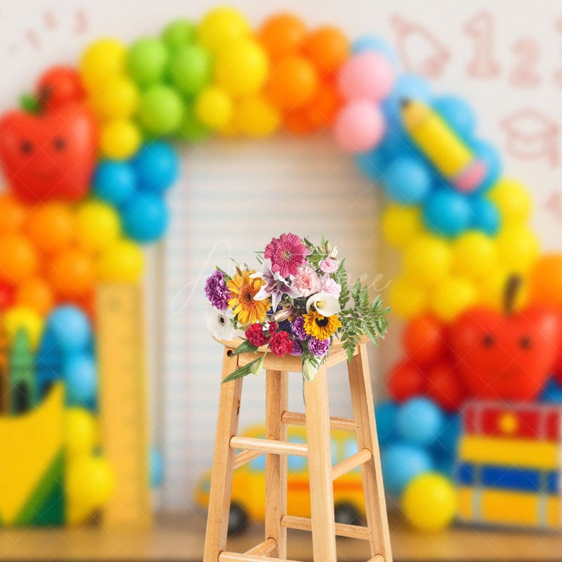 Aperturee - Aperturee ABC Back To School Balloon Arched Photo Backdrop