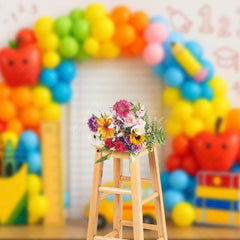 Aperturee - Aperturee ABC Back To School Balloon Arched Photo Backdrop