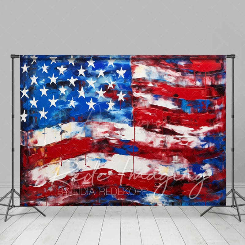 Aperturee - Aperturee Abstract American Flag Independence Day Photo Backdrop
