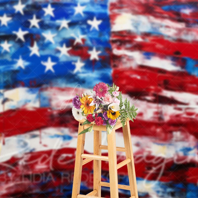 Aperturee - Aperturee Abstract American Flag Independence Day Photo Backdrop