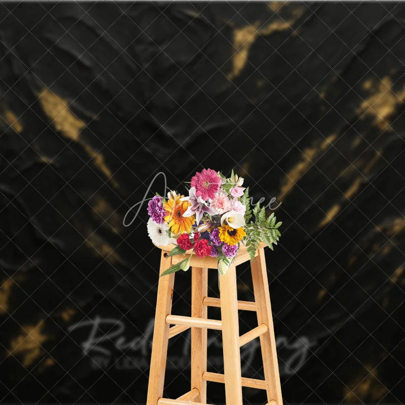 Aperturee - Aperturee Abstract Black and Gold Textured Photography Backdrop Artistic Dark Luxury Background for Professional Studio Shoots