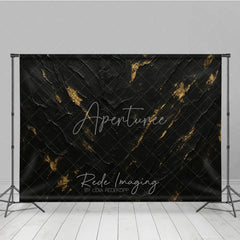 Aperturee - Aperturee Abstract Black and Gold Textured Photography Backdrop Artistic Dark Luxury Background for Professional Studio Shoots
