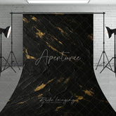 Aperturee - Aperturee Abstract Black and Gold Textured Sweep Backdrop Artistic Dark Metallic Surface for Photography Studio Shoots