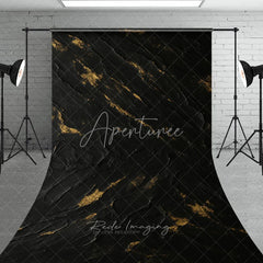 Aperturee - Aperturee Abstract Black and Gold Textured Sweep Backdrop Artistic Dark Metallic Surface for Photography Studio Shoots