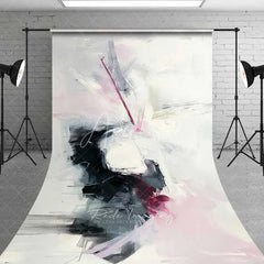 Aperturee - Aperturee Abstract Black and White Paint Backdrop Minimalist Grey and Pink Art Photography Background