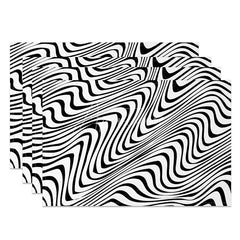 Aperturee - Aperturee Abstract Black and White Wavy Line Set of 4 Placemats for Modern Minimalist and Contemporary Dining