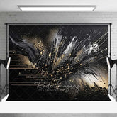 Aperturee - Aperturee Abstract Black Gold Splatter Fine Art Backdrop Thick Paint Strokes Studio Portrait Photography Background